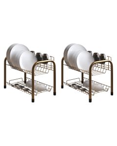 Kit 2 Escorredores de Louças Beliche Isabela com Porta Copos Dourado