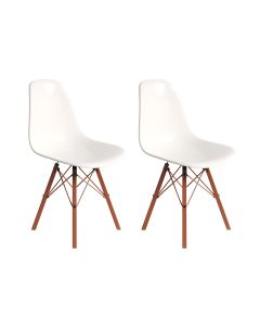 Conjunto 2 Cadeiras Eames Design Moderno Tubo de Ferro Cobre Assento Branco