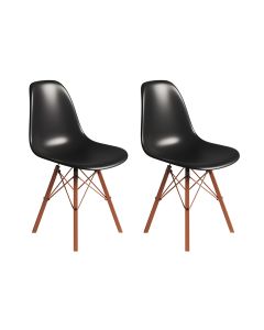 Conjunto 2 Cadeiras Eames Tubo Ferro Cobre Assento Preto