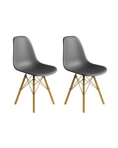 Conjunto 2 Cadeiras Eames Estilo Moderno em Ferro Dourado com Assento Cinza