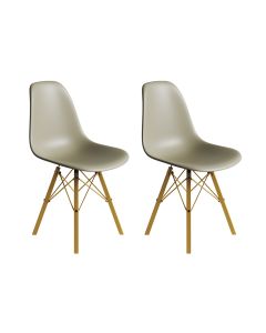 Conjunto 2 Cadeiras Eames Estilo Moderno em Ferro Dourado com Assento Fendi
