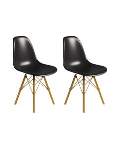Conjunto 2 Cadeiras Eames Tubo Ferro Dourado Assento Preto