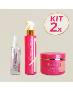 Kit 2 Pink Flow Diamond Touch Máscara + Leave-in + Sérum Tratamento Completo e Brilho Intenso