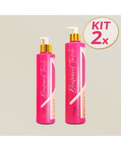 Kit 2 Pink Flow Diamond Touch Shampoo 500ml + Condicionador 300ml Força Hidratação e Movimento