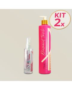 Kit 2 Pink Flow Diamond Touch Shampoo 500ml + Sérum 30ml Brilho Intenso Selagem e Maciez Duradoura