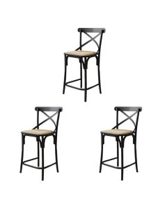 Kit 3 Banquetas Katrina Alta Resistencia e Durabilidade Baixa Aço Preto 