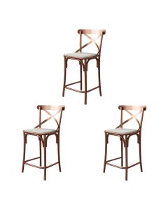 Kit 3 Banquetas Katrina Alta Resistencia e Durabilidade Baixa Assento Branco Aço Cobre