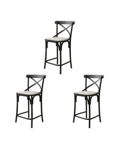 Kit 3 Banquetas Katrina Alta Resistencia e Durabilidade Baixa Assento Branco Aço Preto