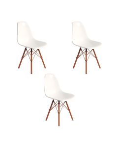 Conjunto 3 Cadeiras Eames Design Moderno Tubo de Ferro Cobre Assento Branco