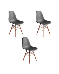 Conjunto 3 Cadeiras Eames Estilo Moderno em Ferro Cobre com Assento Cinza