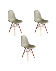 Conjunto 3 Cadeiras Eames Estilo Moderno em Ferro Cobre com Assento Fendi