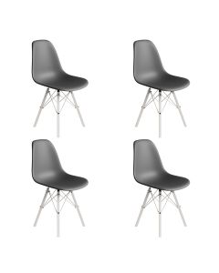 Conjunto 4 Cadeiras Eames Estilo Moderno em Ferro Branco com Assento Cinza