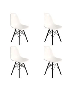 Conjunto 4 Cadeiras Eames Design Moderno Tubo de Ferro Preto Assento Branco