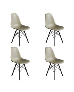 Conjunto 4 Cadeiras Eames Estilo Moderno em Ferro Preto com Assento Fendi