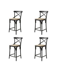 Kit 4 Banquetas Katrina Alta Resistencia e Durabilidade Baixa Assento Bege Aço Preta