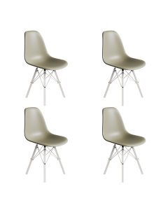 Conjunto 4 Cadeiras Eames Estilo Moderno em Ferro Branco com Assento Fendi