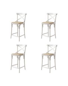 Kit 4 Banquetas Katrina Alta Resistencia e Durabilidade Baixa Assento Bege Aço Branco