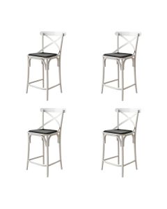 Kit 4 Banquetas Katrina Alta Resistencia e Durabilidade Baixa Assento Preto Aço Branco