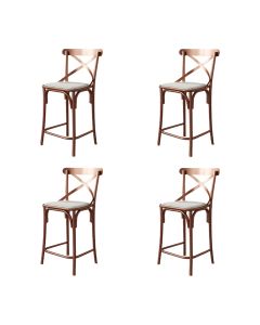 Kit 4 Banquetas Katrina Alta Resistencia e Durabilidade Baixa Assento Branco Aço Cobre