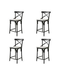 Kit 4 Banquetas Katrina Alta Resistencia e Durabilidade Baixa Assento Branco Aço Preto