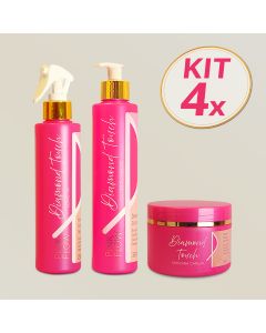 Kit 4 Pink Flow Diamond Touch Condicionador + Máscara + Leave-in Brilho e Nutrição Intensa