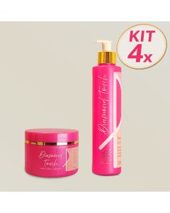 Kit 4 Pink Flow Diamond Touch Condicionador 300ml + Máscara 300g Força Hidratação e Movimento