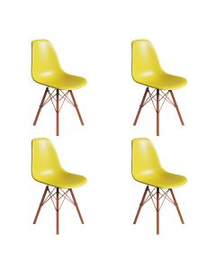 Conjunto 4 Cadeiras Eames Estilo Moderno em Ferro Cobre com Assento Amarelo