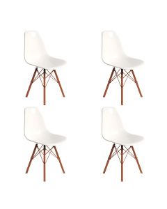 Conjunto 4 Cadeiras Eames Design Moderno Tubo de Ferro Cobre Assento Branco