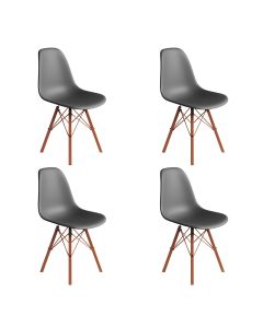 Conjunto 4 Cadeiras Eames Estilo Moderno em Ferro Cobre com Assento Cinza