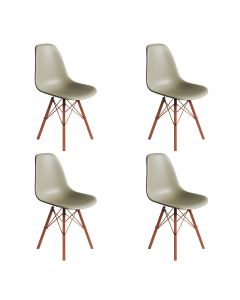 Conjunto 4 Cadeiras Eames Estilo Moderno em Ferro Cobre com Assento Fendi
