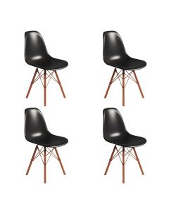 Conjunto 4 Cadeiras Eames Tubo Ferro Cobre Assento Preto
