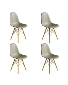 Conjunto 4 Cadeiras Eames Estilo Moderno em Ferro Dourado com Assento Fendi