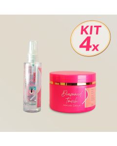 Kit 4 Pink Flow Diamond Touch - Máscara + Sérum - Reparação Intensa e Brilho de Alta Performance