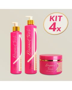 Kit 4 Pink Flow Diamond Touch Shampoo + Condicionador + Máscara Tratamento Completo Brilho Intenso