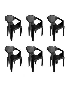 Kit 6 Cadeiras New Alegra 3D Preta