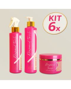 Kit 6 Pink Flow Diamond Touch Condicionador + Máscara + Leave-in Brilho e Nutrição Intensa
