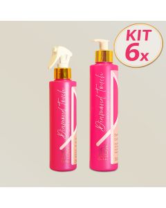 Kit 6 Pink Flow Diamond Touch Condicionador 300ml + Leave-in 250ml Hidrata Nutre e Reconstrói