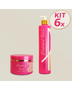 Kit 6 Pink Flow Diamond Touch Shampoo 500ml + Máscara 300g Brilho e Nutrição para Fios Radiantes