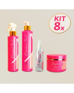 Kit 8 Pink Flow Diamond Touch Condicionador + Máscara + Leave-in + Sérum Cuidado e Brilho Intenso