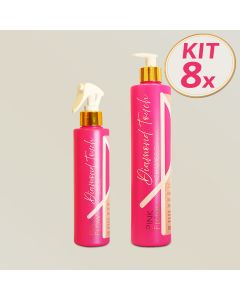 Kit 8 Pink Flow Diamond Touch Shampoo 500ml + Leave In 250ml Nutrição Brilho e Resultado Impecável
