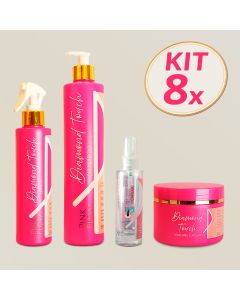 Kit 8 Pink Flow Diamond Touch Shampoo + Máscara + Leave-in + Sérum Nutrição Avançada