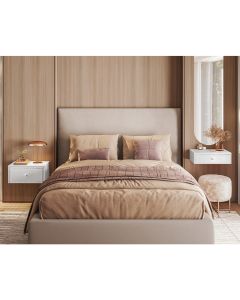Kit Quarto Mesa de Cabeceira e Penteadeira Suspensa Strass 50cm - Branco