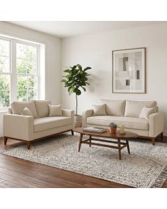 Conjunto Sof&aacute; Beny 2 e 3 Lugares 1,40m e 1,80m para Sala Tv Apartamento Decor - Linho Bege
