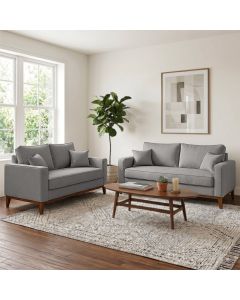 Kit Sof&aacute; Beny 2 e 3 Lugares 1,40m e 1,80m Conforto Premium Fam&iacute;lia Sala Estar - Linho Cinza