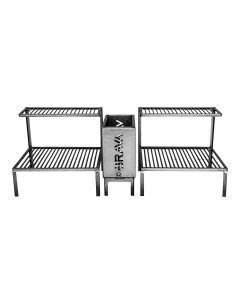 Kit Parrilla Rústica Alvenaria com 2 Grelhas Uruguaias + Caixa Firebox 115cm