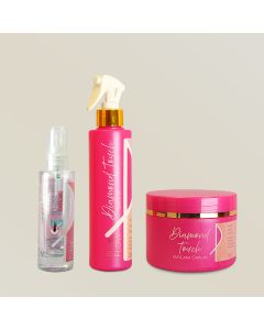 Kit Pink Flow Diamond Touch Máscara + Leave-in + Sérum Tratamento Completo e Brilho Intenso