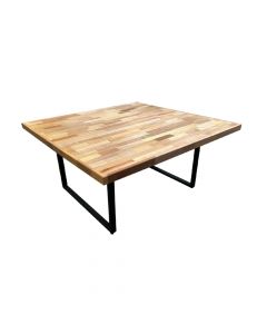 Mesa Industrial Apolo Quadrada 1,50x1,50 Madeira Maciça Taúri De Marchetaria Com Ferragem Preta