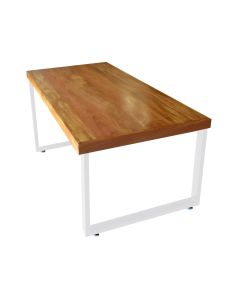 Mesa Industrial para Área Gourmet Madeira Maciça Bernardo com Ferragem 2,20m Branco