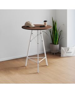 Mesa Bistrô Redonda Estrutura em Ferro Branco com Tampo Amêndoa