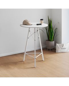 Mesa Bistrô Redonda Estrutura em Ferro Branco com Tampo Branco